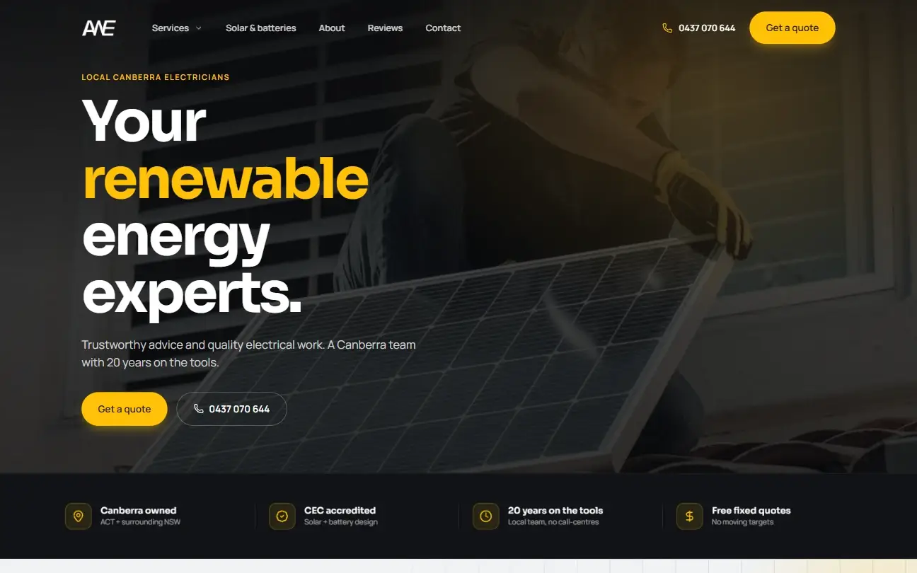 The AWE Electrical homepage