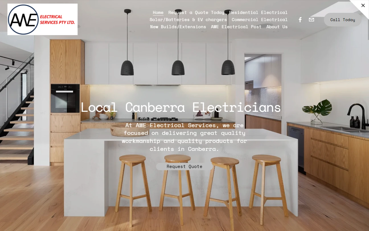 AWE Electrical's old Squarespace website
