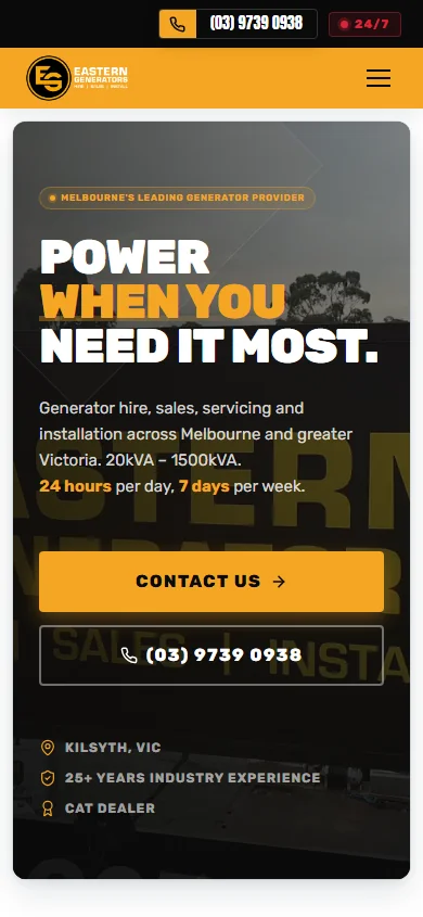 Mobile view of Eastern Generators Hire