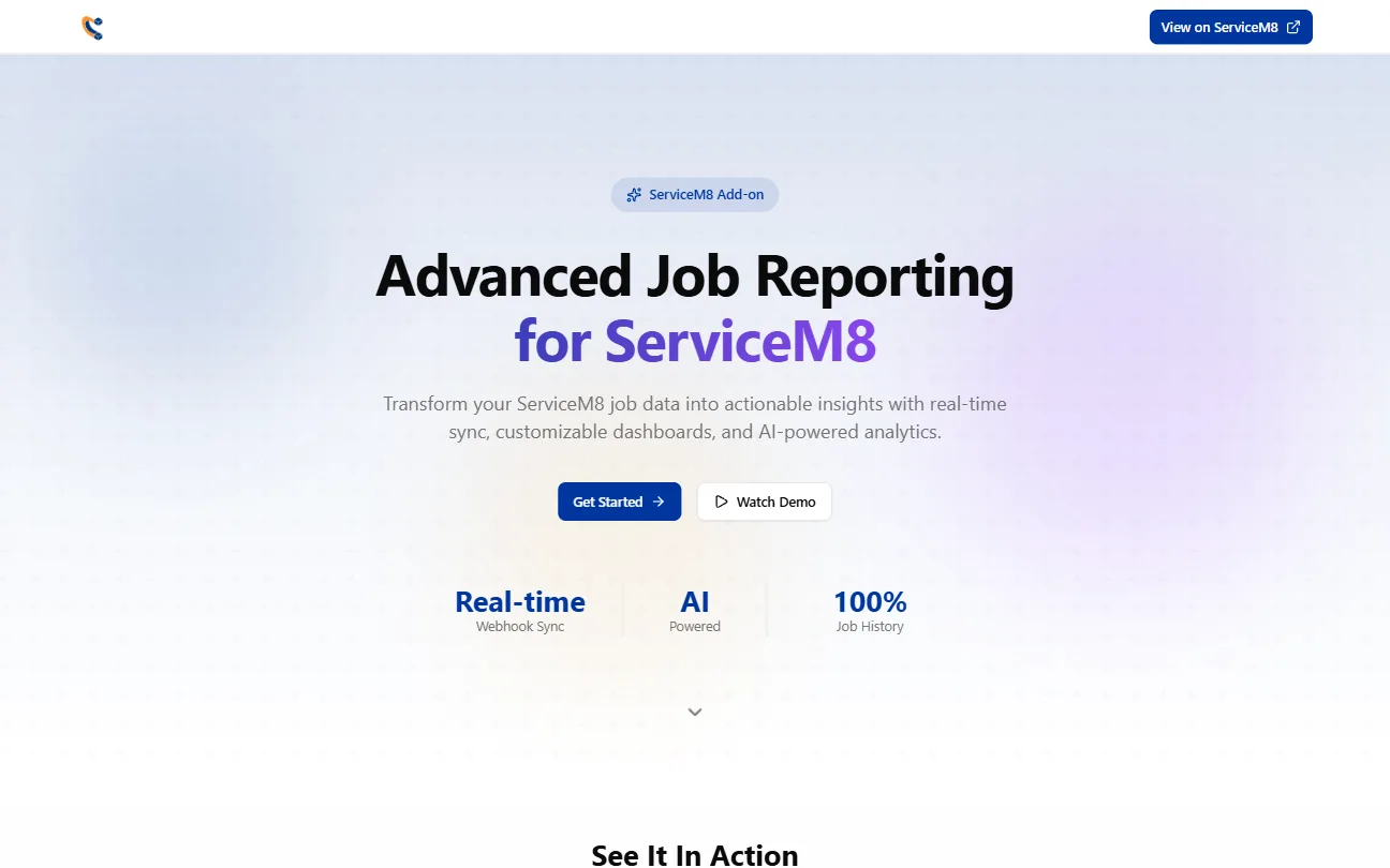 The Advanced Job Reporting add-on running inside ServiceM8