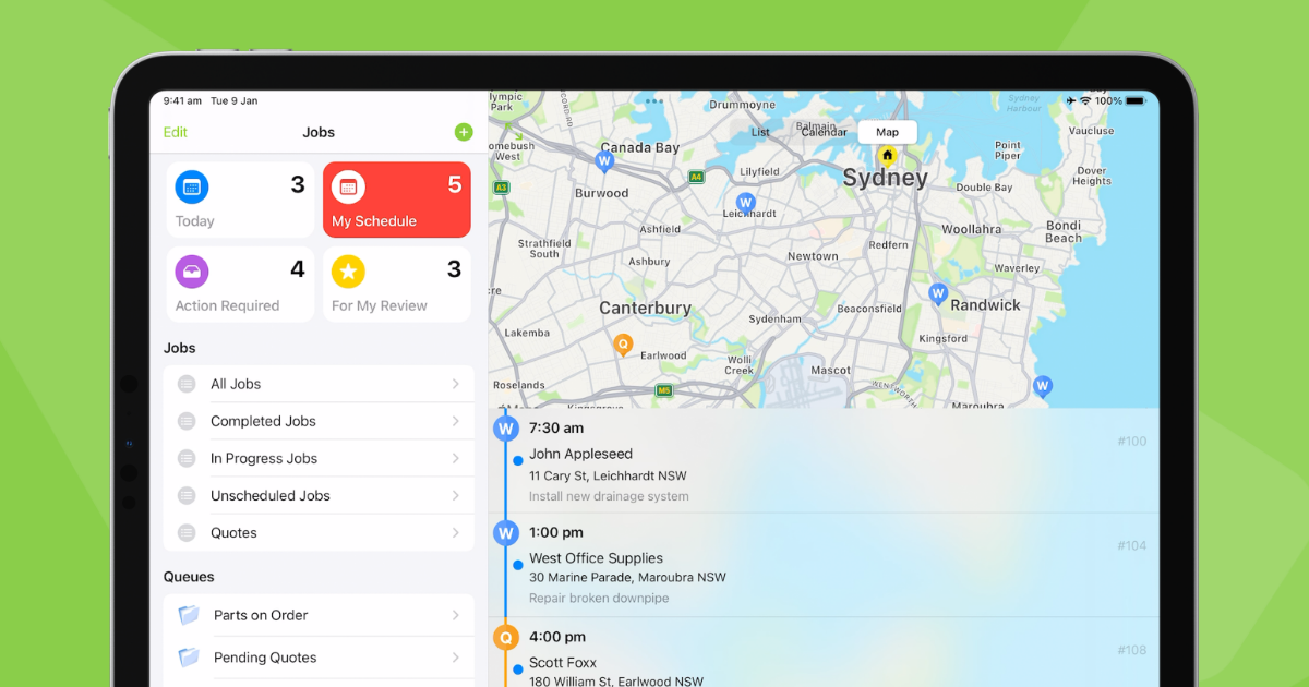 ServiceM8 jobs map view